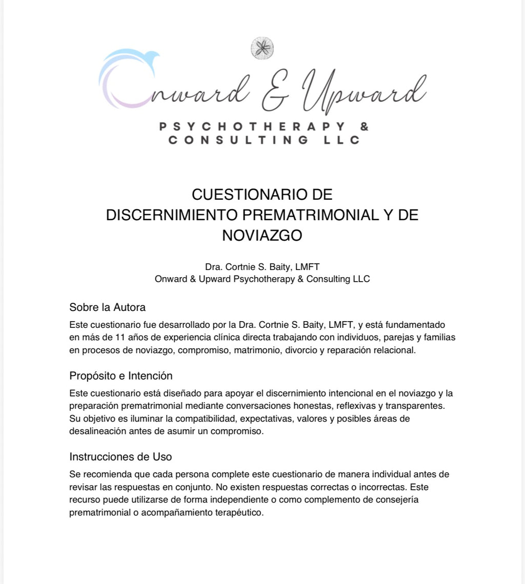 Cuestionario prematrimonial y de discernimiento para el noviazgo de 88 preguntas